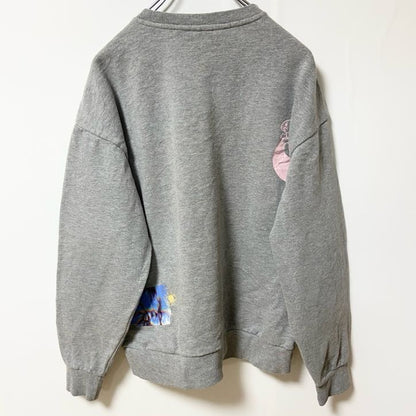古着 used VANS バンズ　長袖プリントスウェット　トレーナー　ワンポイントロゴ刺　グレー　レトロデザイン　XSサイズ