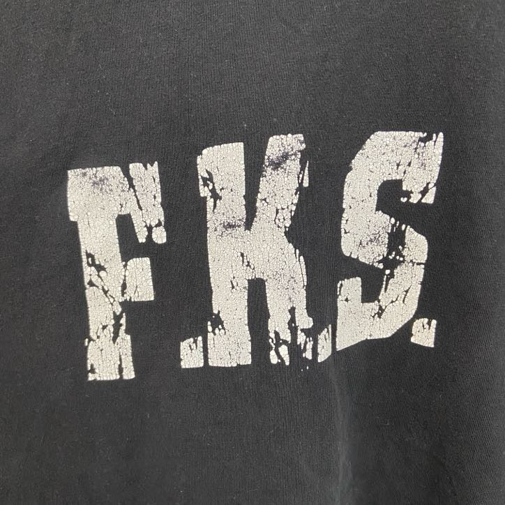 B&C　半袖プリントTシャツ　F.K.S.　英字プリント　黒　ブラック　2XLサイズ