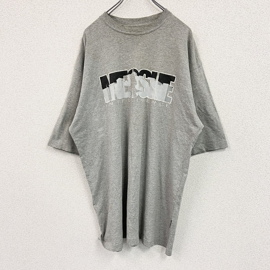 MEOSHE　半袖プリントTシャツ　灰色　グレー　Lサイズ