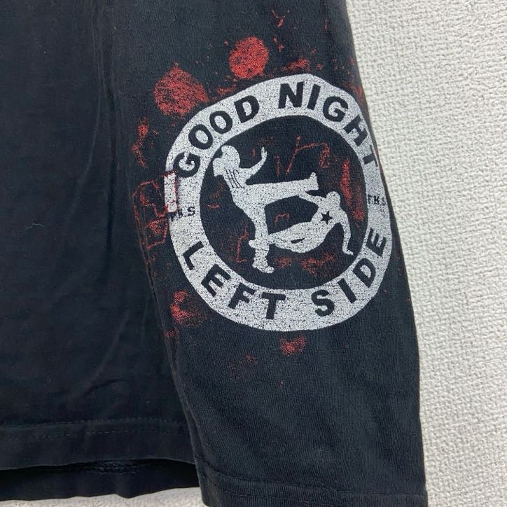 B&C　半袖プリントTシャツ　F.K.S.　英字プリント　黒　ブラック　2XLサイズ