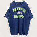 古着 used　NFL　半袖プリントTシャツ　シアトルホークス　フットボール　クルーネック　ネイビー　2XLサイズ