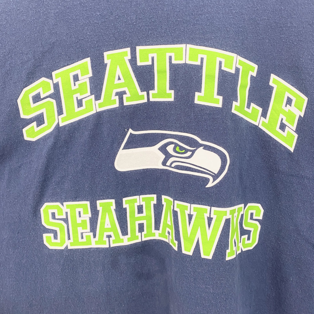 古着 used　NFL　半袖プリントTシャツ　シアトルホークス　フットボール　クルーネック　ネイビー　2XLサイズ