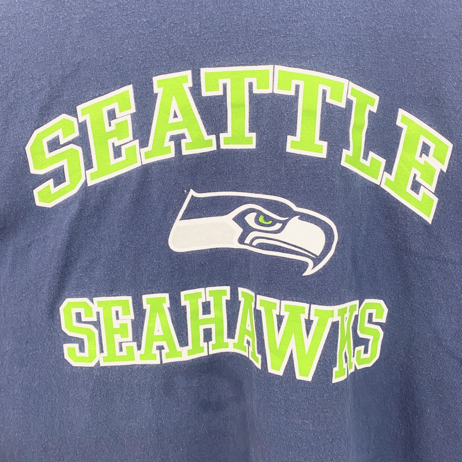 古着 used　NFL　半袖プリントTシャツ　シアトルホークス　フットボール　クルーネック　ネイビー　2XLサイズ
