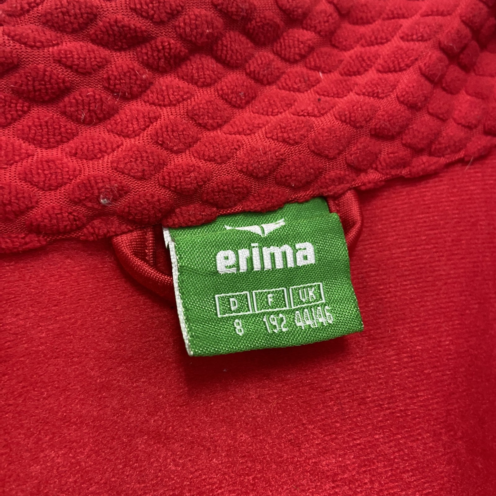 erima　トラックジャケット/ジャージ　フェード　刺繍ロゴ　アーチプリント　3連プリント　赤　レッド　44サイズ