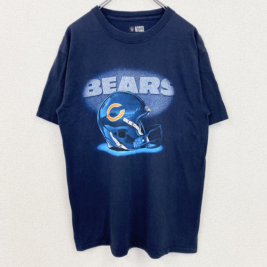 古着 used　NFL　半袖プリントＴシャツ　シカゴベアーズ　フットボール　クルーネック　ネイビー　紺　Mサイズ
