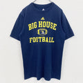 古着 used　adidas　アディダス　半袖プリントTシャツ　ミシガン　BIG HOUSE　フットボール　ネイビー　Mサイズ