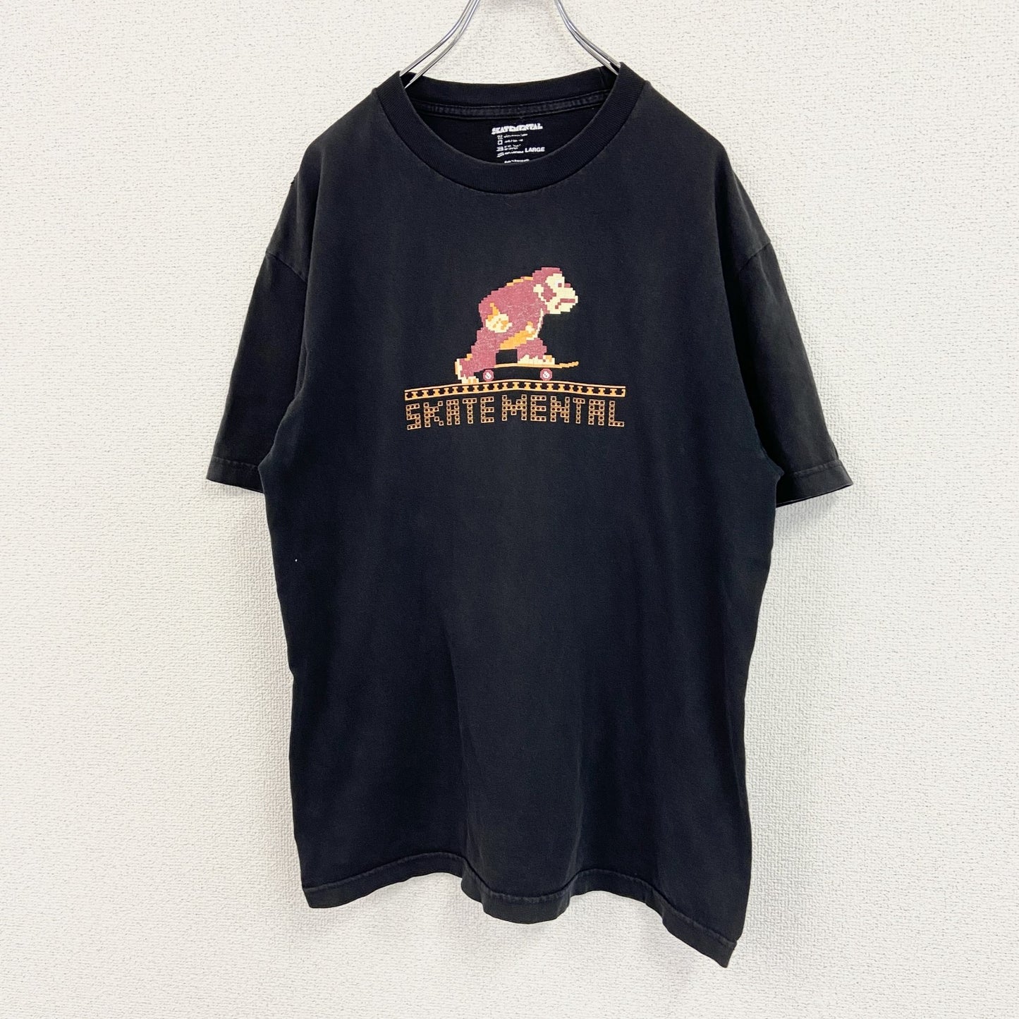 SKATEMENATAL　ドンキーコング　任天堂　半袖キャラクターTシャツ　黒　ブラック　Lサイズ