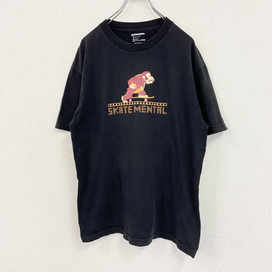 SKATEMENATAL　ドンキーコング　任天堂　半袖キャラクターTシャツ　黒　ブラック　Lサイズ
