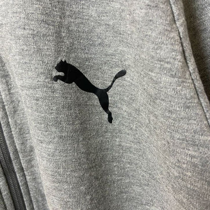 古着 used　プーマ　PUMA　長袖フルジップスウェット　トレーナー　ワンポイントロゴ　ラグランスリーブ　グレー　XLサイズ
