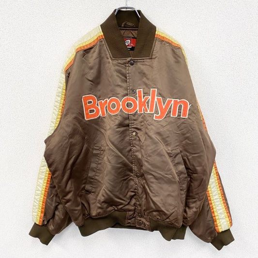 ～00s　BROOKLYN　スタジャン/スタジアムジャケット　ヴィンテージ　中綿入り　茶　ブラウン　2XLサイズ