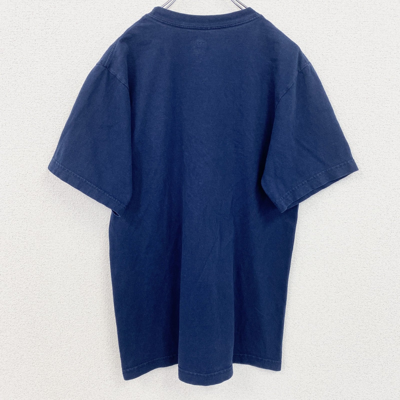 古着 used　adidas　アディダス　半袖プリントTシャツ　ミシガン　BIG HOUSE　フットボール　ネイビー　Mサイズ