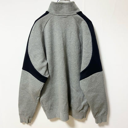古着 used　プーマ　PUMA　長袖フルジップスウェット　トレーナー　ワンポイントロゴ　ラグランスリーブ　グレー　XLサイズ