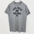 古着 used　NIKE　ナイキ　半袖英語ロゴプリントＴシャツ　クルーネック　グレー　カジュアルデザイン　Lサイズ