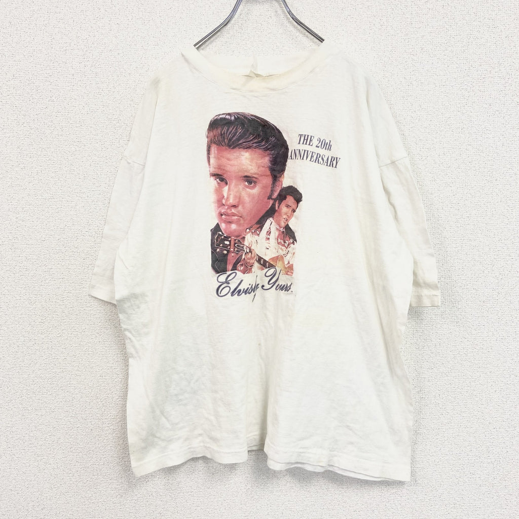 00s　Mid Town Tee　エルヴィスプレスリー　半袖シンガープリントTシャツ　白　ホワイト　XLサイズ