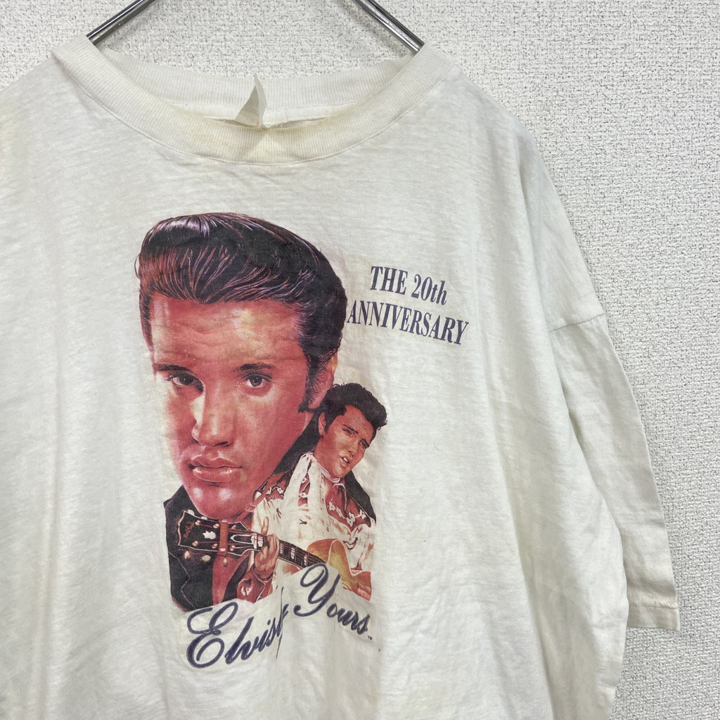00s　Mid Town Tee　エルヴィスプレスリー　半袖シンガープリントTシャツ　白　ホワイト　XLサイズ