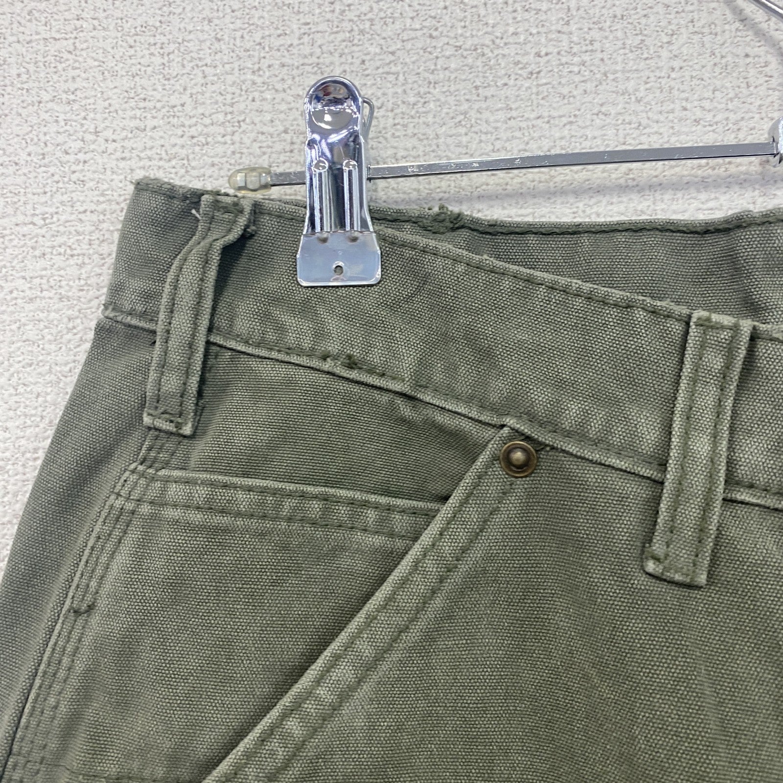 ノーブランド　ダブルニーペインターパンツ　ダックパンツ　ジップフライ　カーキ
