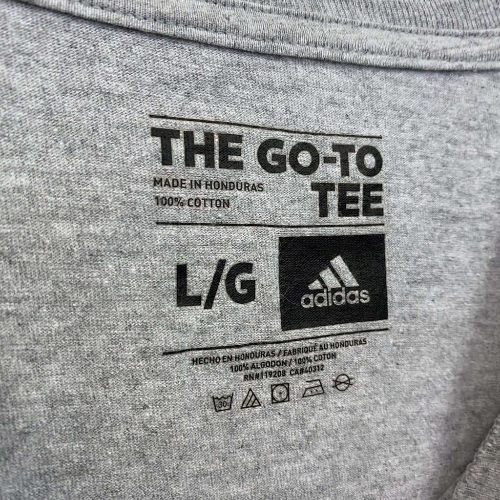 古着 used　adidas　アディダス　半袖プリントTシャツ　ロシア代表　クルーネック　グレー　レトロデザイン　Lサイズ