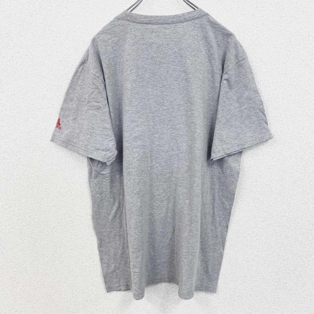 古着 used　adidas　アディダス　半袖プリントTシャツ　ロシア代表　クルーネック　グレー　レトロデザイン　Lサイズ