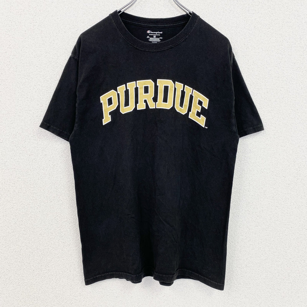 古着 used　Champion　チャンピオン　半袖カレッジプリントＴシャツ　パデュー大学　クルーネック　黒　ブラック　Mサイズ