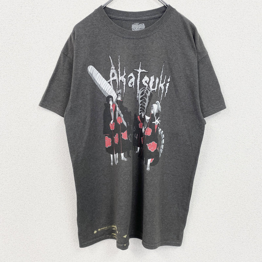 古着 used　NARUTO　ナルト疾風伝　アカツキ　半袖アニメプリントTシャツ　キャラクターデザイン　グレー　Lサイズ