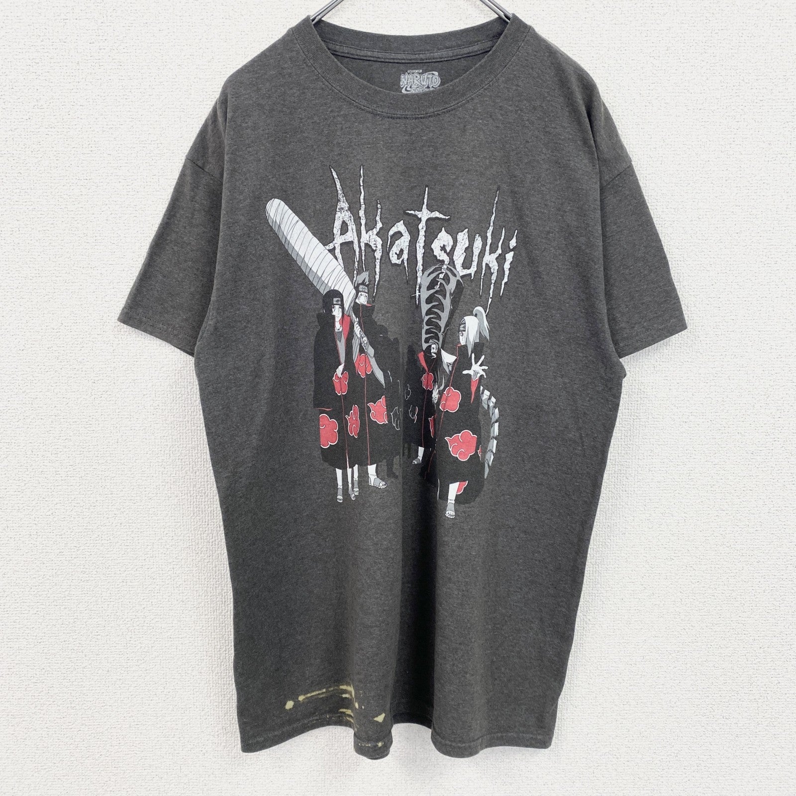 古着 used　NARUTO　ナルト疾風伝　アカツキ　半袖アニメプリントTシャツ　キャラクターデザイン　グレー　Lサイズ