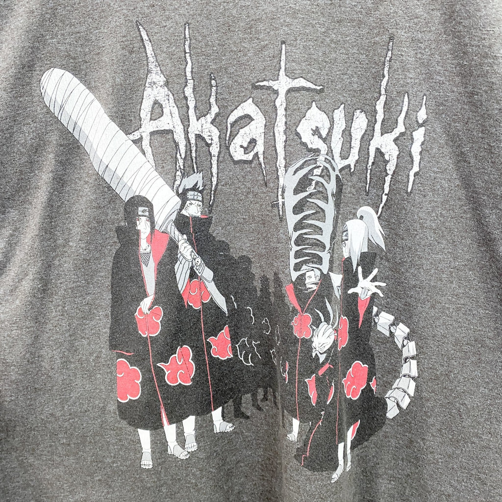 古着 used　NARUTO　ナルト疾風伝　アカツキ　半袖アニメプリントTシャツ　キャラクターデザイン　グレー　Lサイズ