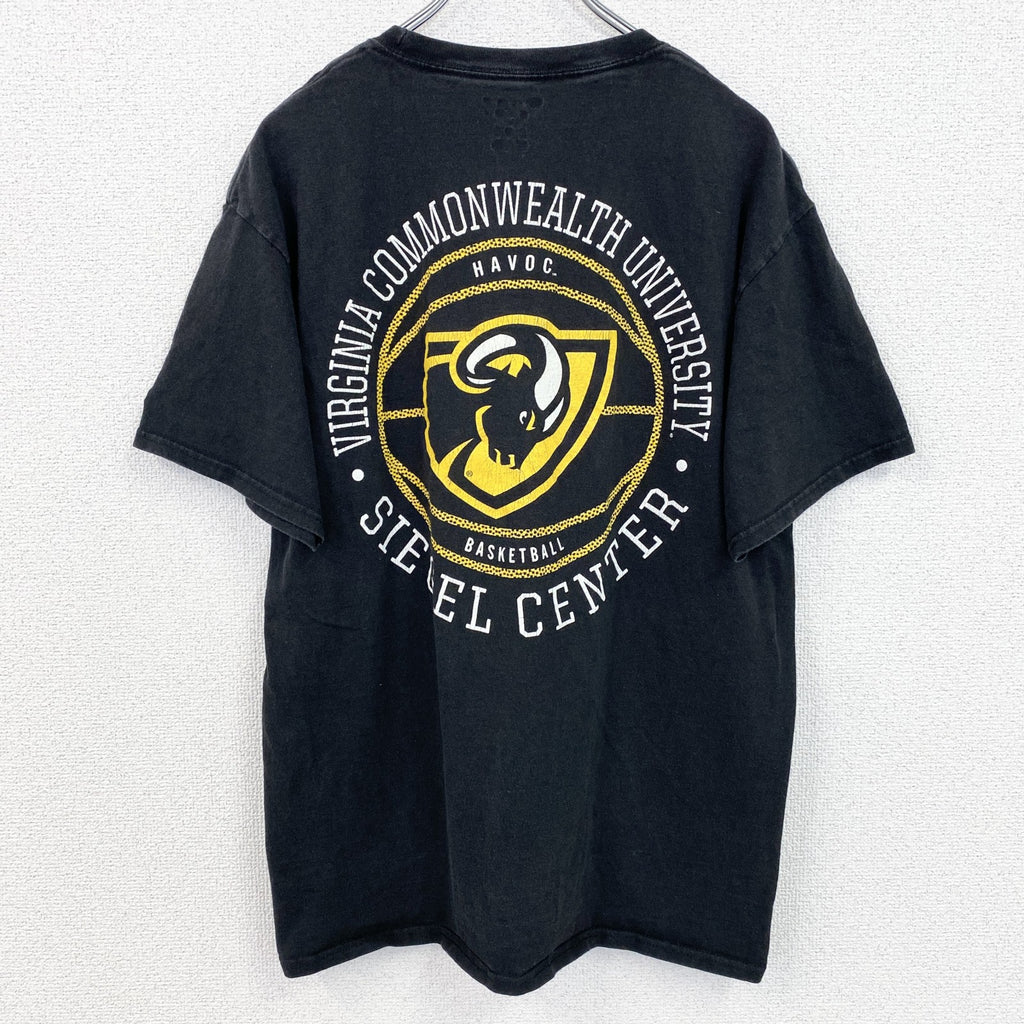 古着 used　Champion　チャンピオン　半袖カレッジプリントＴシャツ　バスケットボール　大学　黒　ブラック　Lサイズ