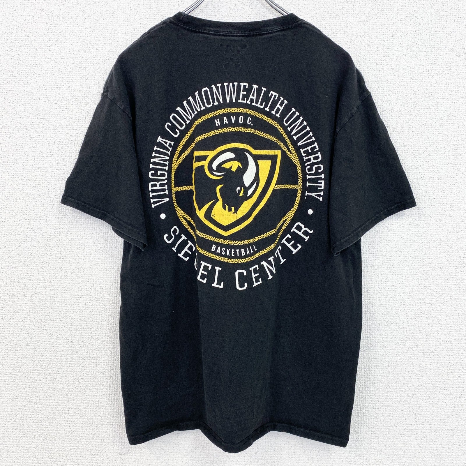 古着 used　Champion　チャンピオン　半袖カレッジプリントＴシャツ　バスケットボール　大学　黒　ブラック　Lサイズ