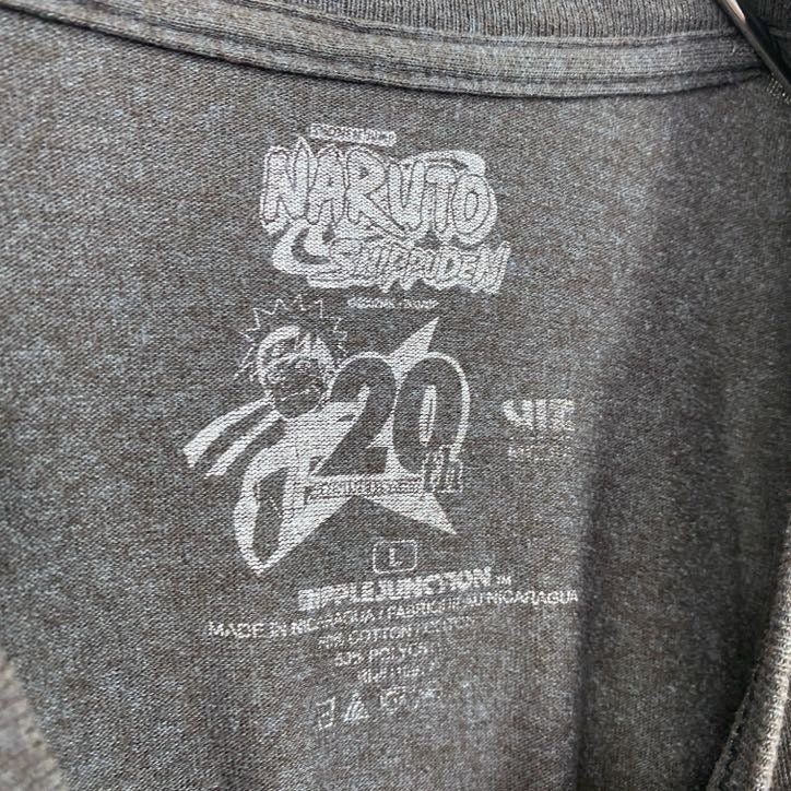 古着 used　NARUTO　ナルト疾風伝　アカツキ　半袖アニメプリントTシャツ　キャラクターデザイン　グレー　Lサイズ