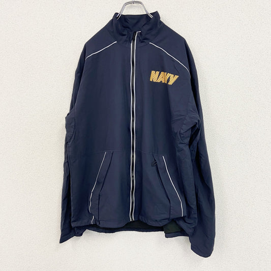 U.S.NAVY　RUNNING JACKET　ナイロンジャケット　ミリタリー　米軍　デカロゴ　紺　ネイビー　Mサイズ