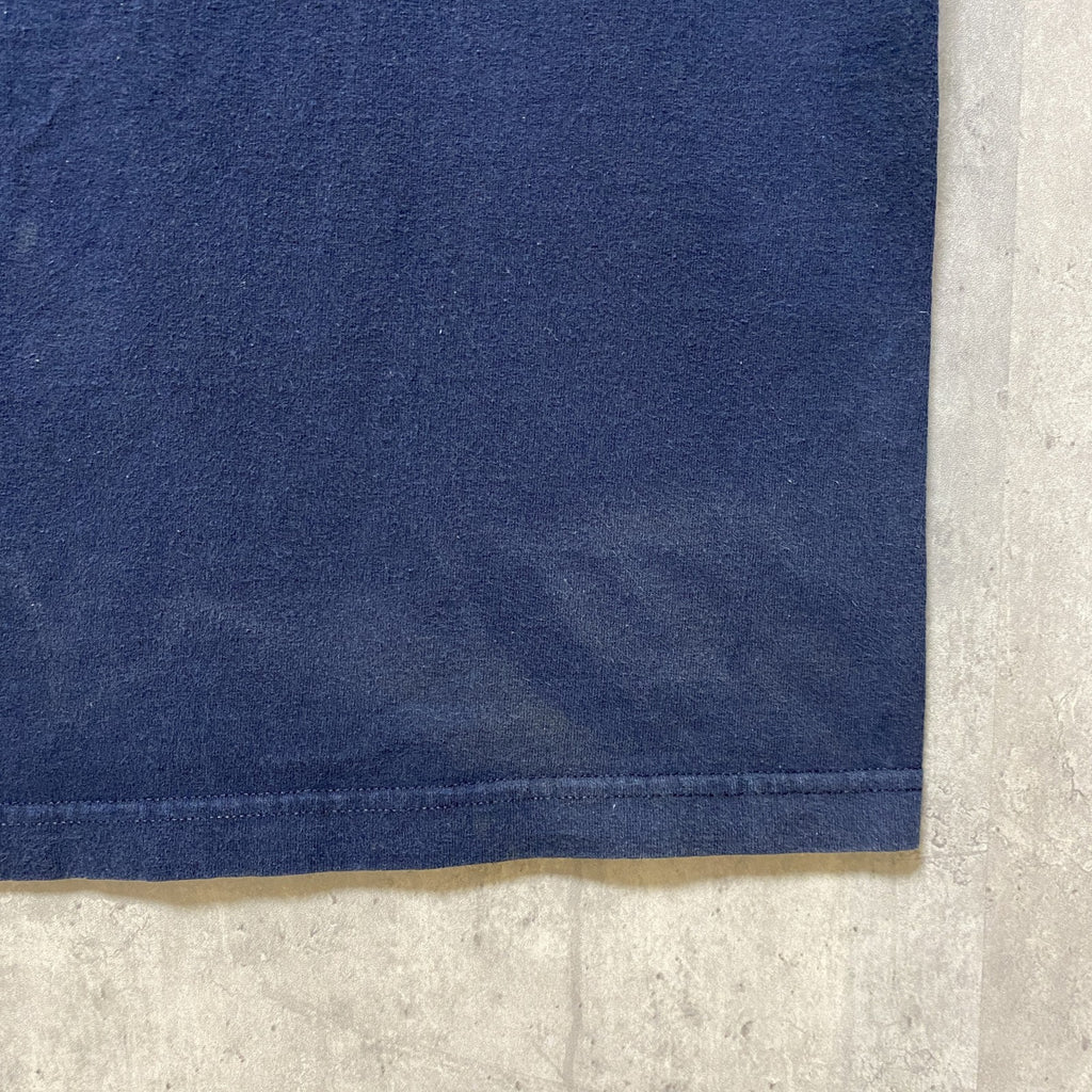 古着 used　BIG DOGS　JUST DO IT 半袖ワンポイントTシャツ　バックプリント　クルーネック　ネイビー　Lサイズ