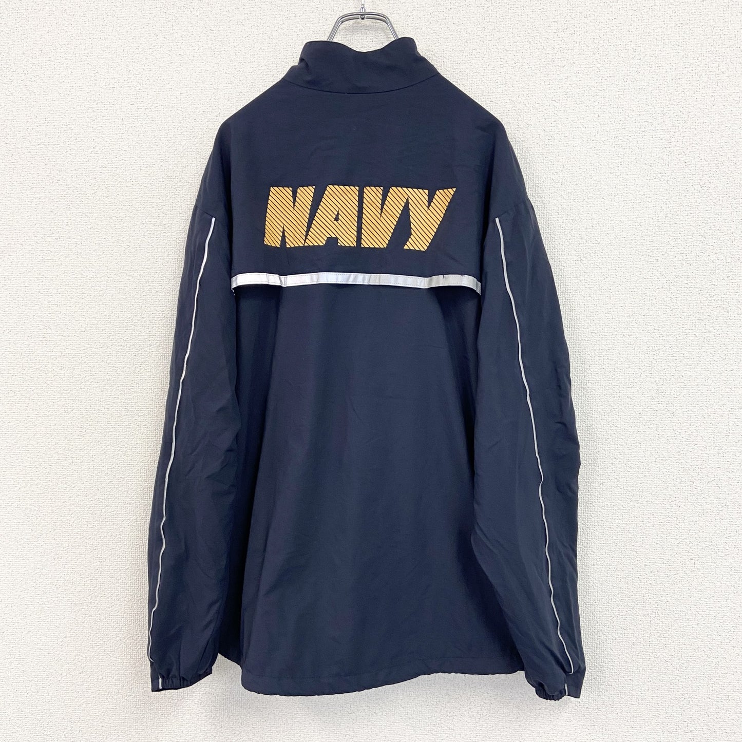 U.S.NAVY　RUNNING JACKET　ナイロンジャケット　ミリタリー　米軍　デカロゴ　紺　ネイビー　Mサイズ