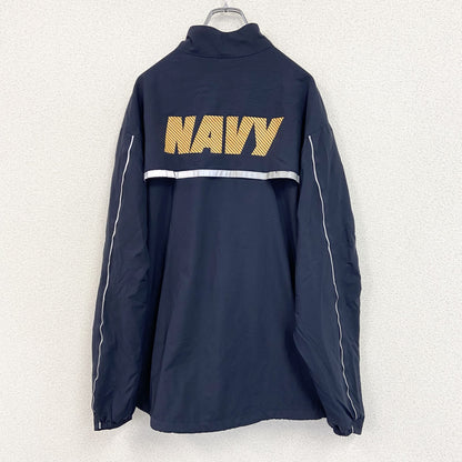 U.S.NAVY　RUNNING JACKET　ナイロンジャケット　ミリタリー　米軍　デカロゴ　紺　ネイビー　Mサイズ