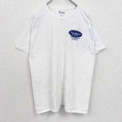 古着 used　champion　チャンピオン　半袖バックプリントTシャツ　ストーンハーバー　Villa Maria　白　Lサイズ