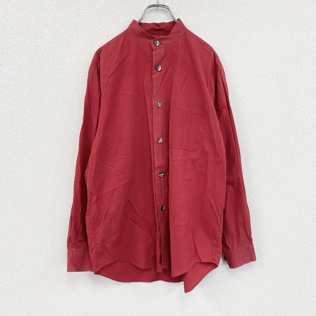 JUNMEN　ジュンメン　長袖シャツ　ノーカラーシャツ　赤　レッド