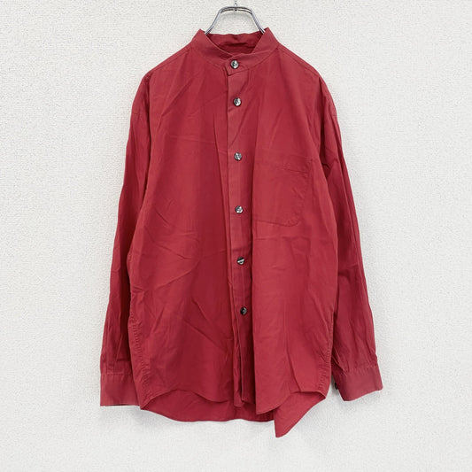 JUNMEN　ジュンメン　長袖シャツ　ノーカラーシャツ　赤　レッド