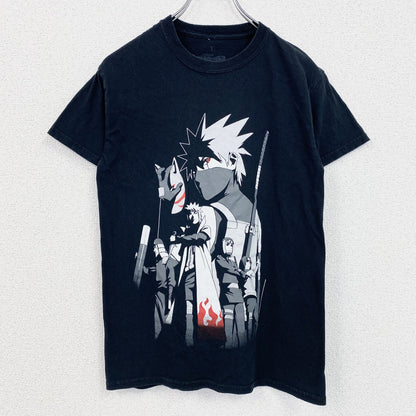古着 used　NARUTO　ナルト疾風伝　カカシ　半袖アニメプリントＴシャツ　キャラクターデザイン　黒　ブラック　Sサイズ