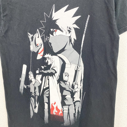 古着 used　NARUTO　ナルト疾風伝　カカシ　半袖アニメプリントＴシャツ　キャラクターデザイン　黒　ブラック　Sサイズ