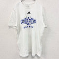 古着 used　Adidas　アディダス　半袖カレッジプリントTシャツ　クルーネック　カソリックセントラル　ホワイト　XLサイズ