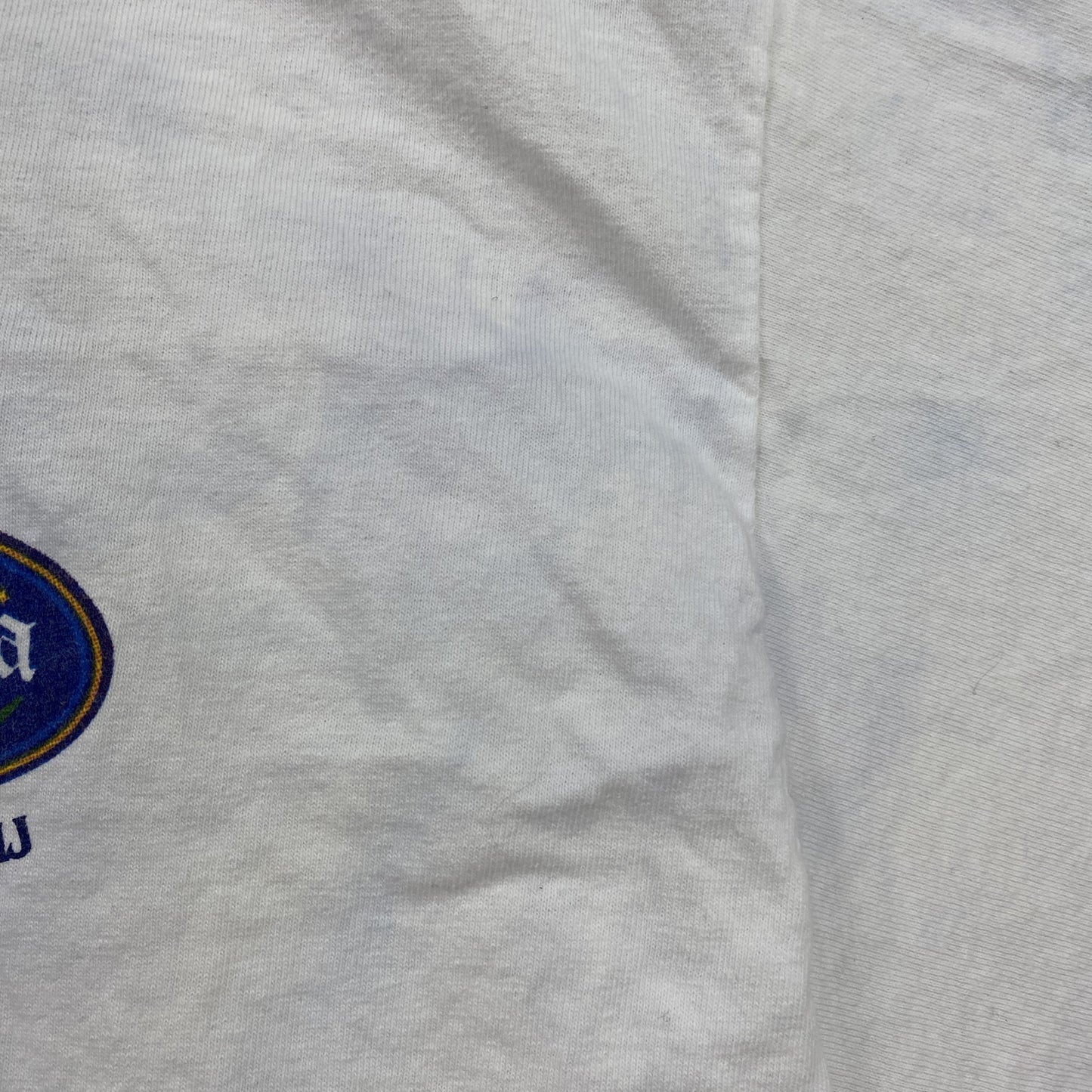 古着 used　champion　チャンピオン　半袖バックプリントTシャツ　ストーンハーバー　Villa Maria　白　Lサイズ
