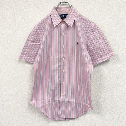 RALPH LAUREN　ラルフローレン　半袖シャツ/ボタンダウンシャツ　ストライプ柄　ピンク　Mサイズ
