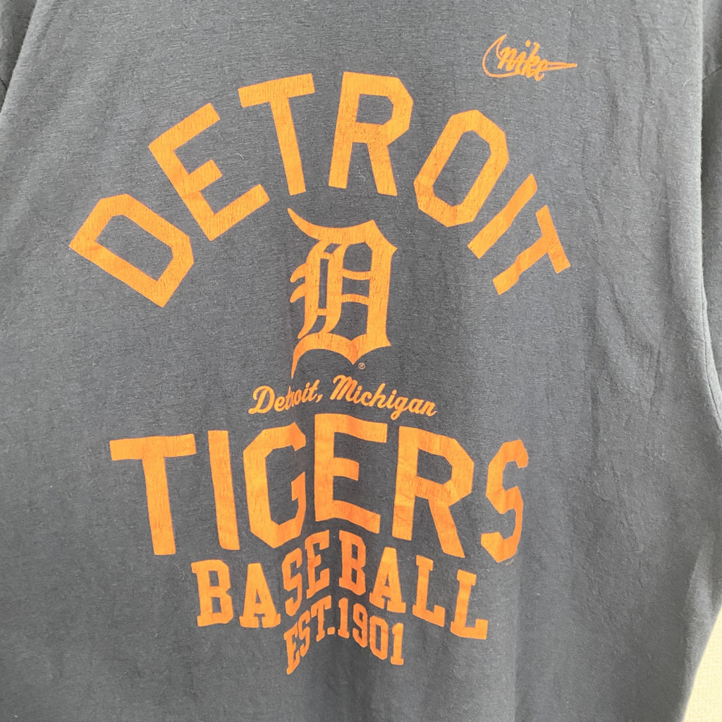 古着 used　NIKE　ナイキ　半袖プリントTシャツ　MLB　デトロイトタイガーズ　野球　ベースボール　ネイビー　Lサイズ