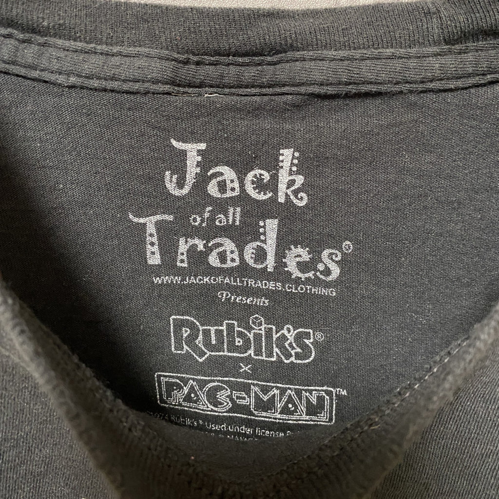 古着 used　Rubik’s × PACMAN　パックマン　半袖ゲームプリントTシャツ　黒　ブラック　レトロデザイン　Lサイズ