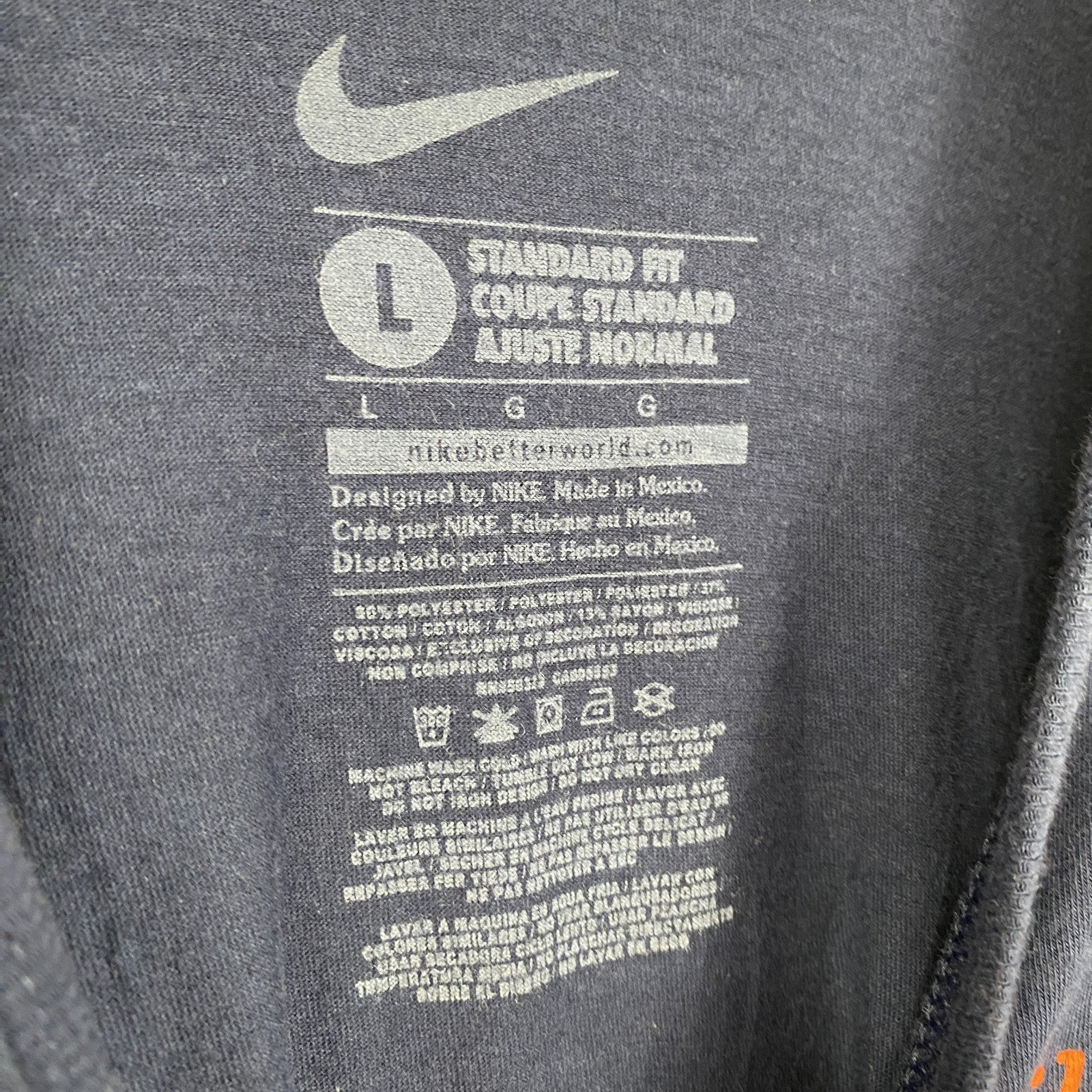 古着 used　NIKE　ナイキ　半袖プリントTシャツ　MLB　デトロイトタイガーズ　野球　ベースボール　ネイビー　Lサイズ
