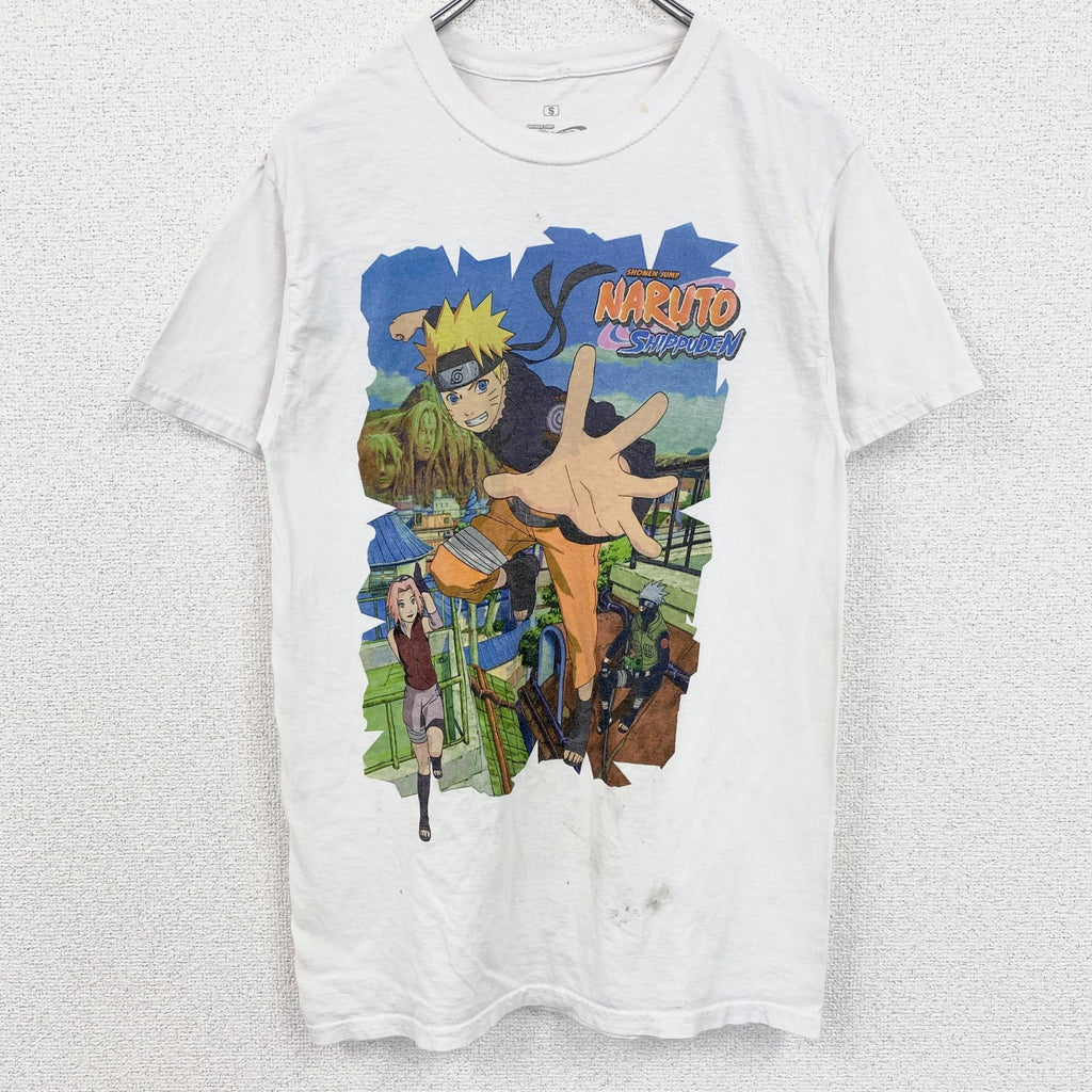 古着 used　NARUTO　ナルト疾風伝　半袖アニメプリントＴシャツ　キャラクターデザイン　白　ホワイト　Sサイズ
