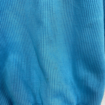 80s　PUMA　プーマ　リブニットセーター　コットンニットセーター　ヴィンテージ　水色　ライトブルー　Mサイズ