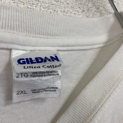 00s　GILDAN　ギルダン　半袖プリントTシャツ　エロT　クルーネック　ヴィンテージ　白　ホワイト　2XLサイズ