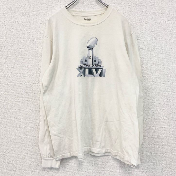 古着 used　Reebok　リーボック　半袖プリントTシャツ　スーパーボウル　クルーネック　ホワイト　XLサイズ
