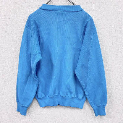 80s　PUMA　プーマ　リブニットセーター　コットンニットセーター　ヴィンテージ　水色　ライトブルー　Mサイズ