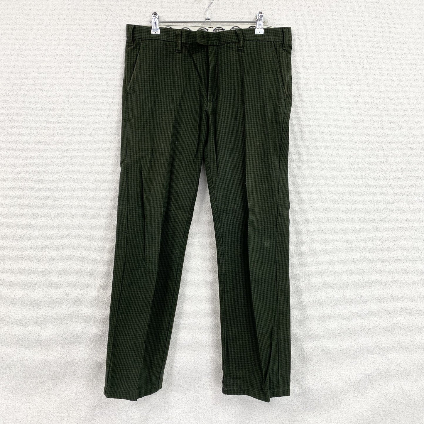 Dickies　ディッキーズ　チノパン　ワークパンツ　千鳥格子　緑　グリーン　32サイズ